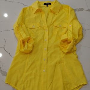 Womens express size xs yellow button up shirt